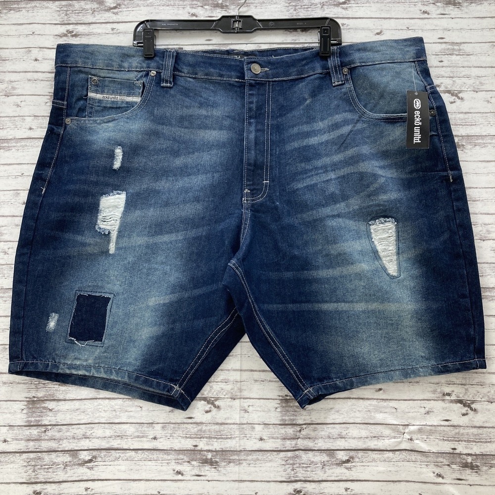 Ecko Unltd. Jean Shorts Men's Size 48 Blue Denim 759 Relaxed Fit Distressed NEW